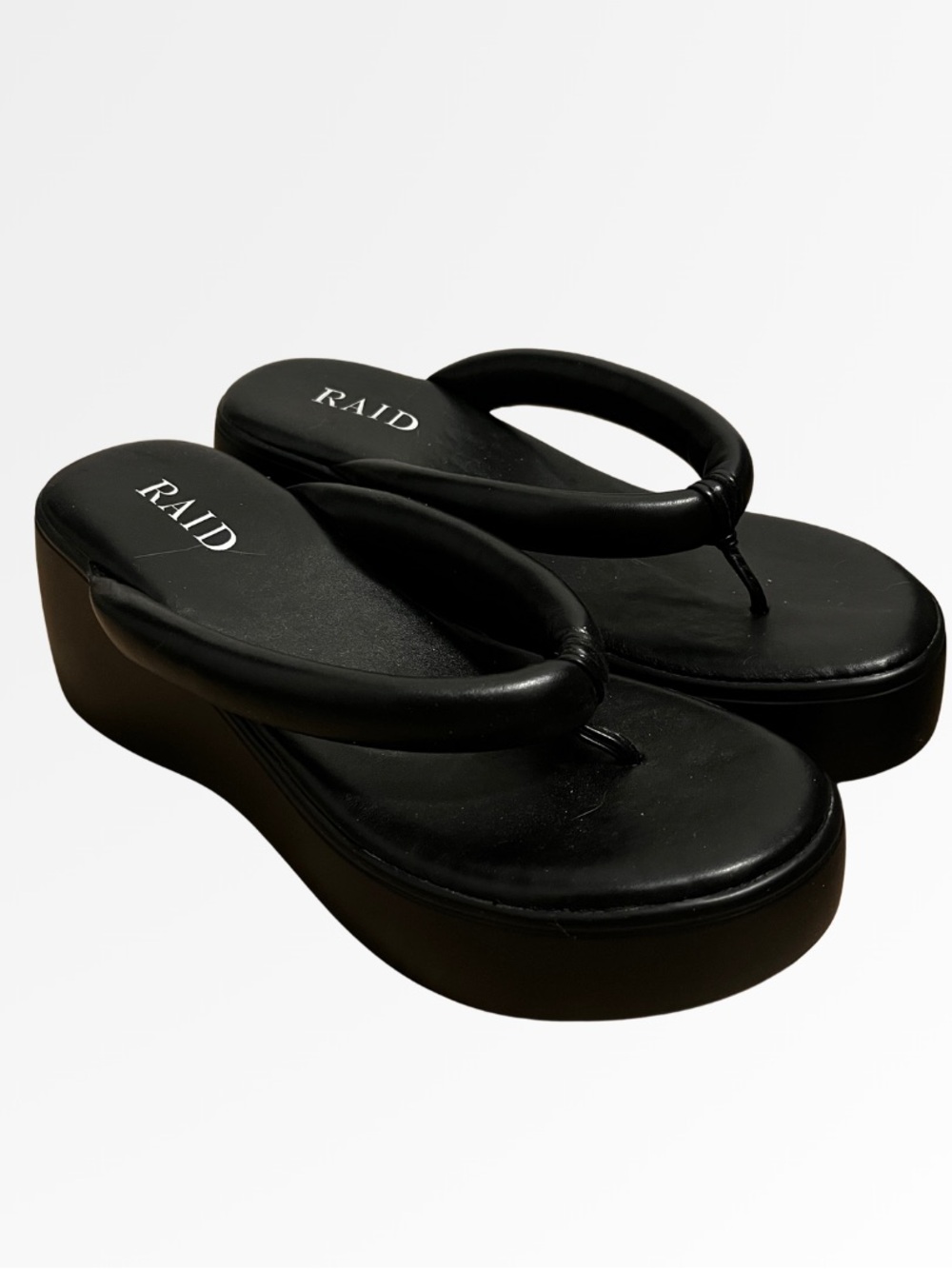 Black Platform Flip Flop Sandals